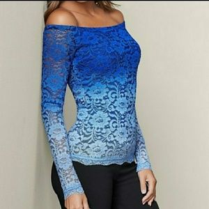 NWT Lace Detail Ombre Off Shoulder Top